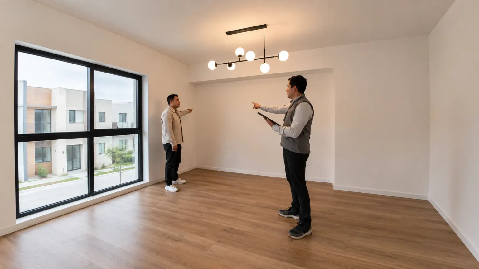 Inspector realizando una inspección visual de un departamento en Lima